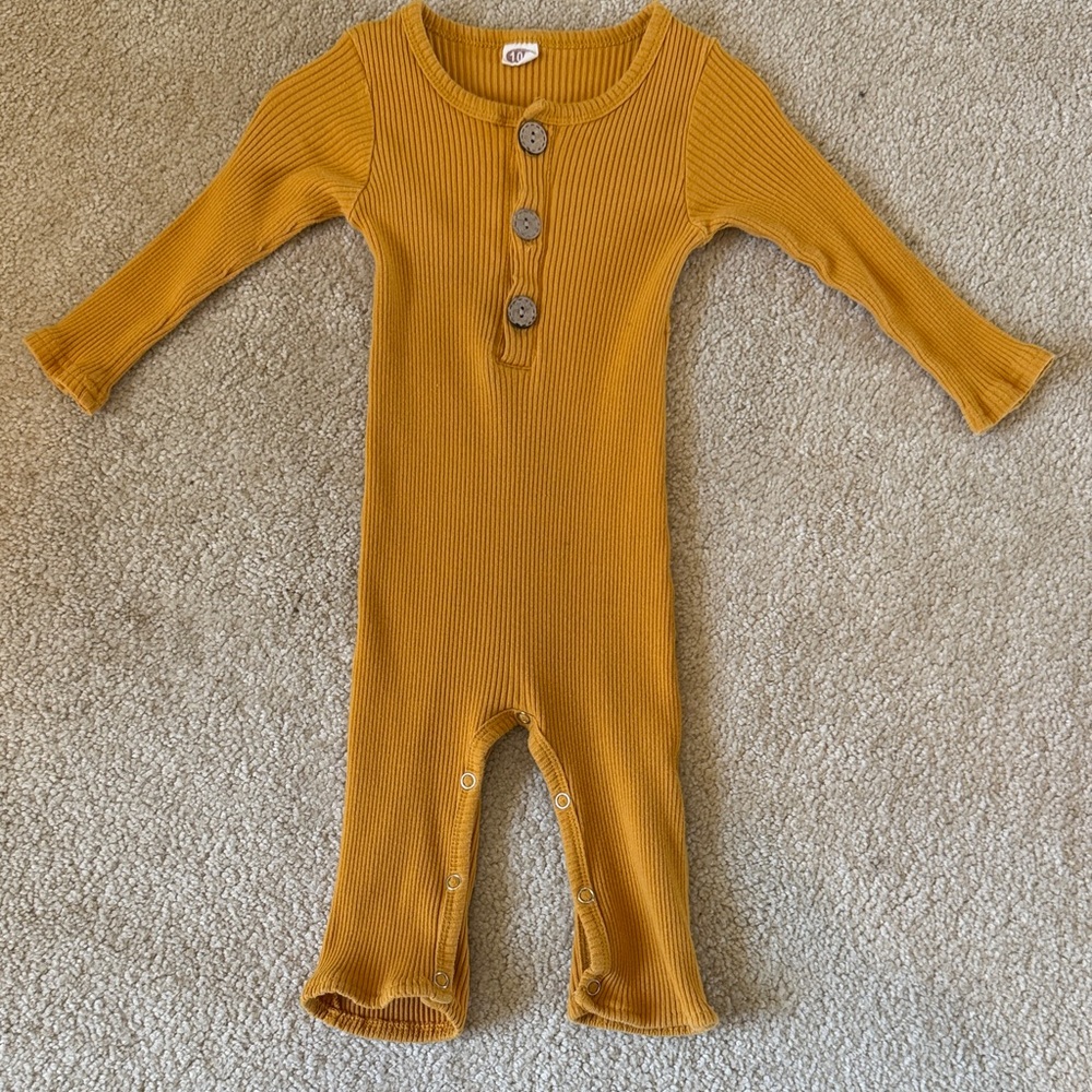 Ribbed Mustard Kids One Piece
